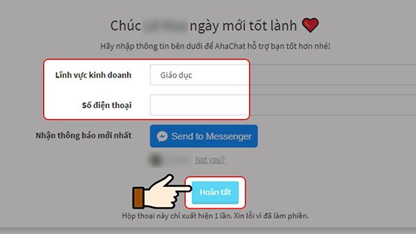 Lựa chọn Hoàn Tất để kết thúc nhập thông tin